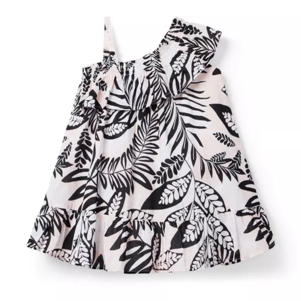 Janie and Jack Girl Hopscotch Pink Tropical Leaves Dress 2T
